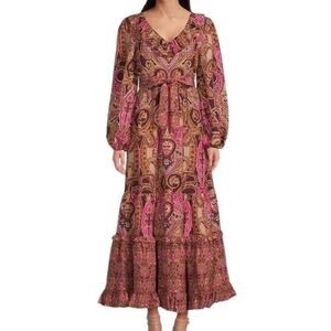 NWT A Loves A Boho Paisley Linen Lagenlook cottagecore Maxi Dress